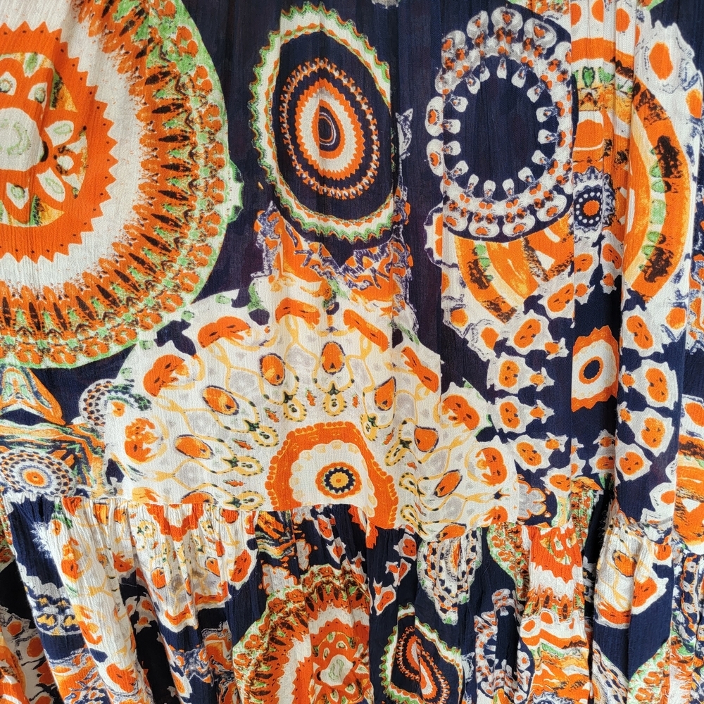 RAGA Navy and Orange Circular Print Boho Maxi Dress - Picture 8 of 11